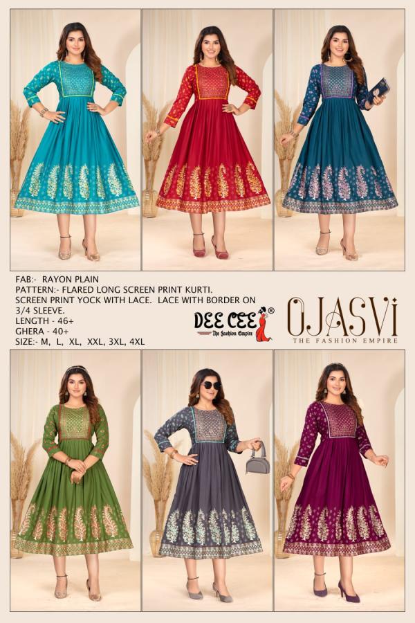 Deecee Ojasvi Flared Printed Rayon Anarkali Kurtis Collection